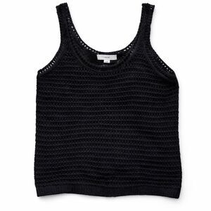 Vince Black Cotton Blend Crochet Tank XS